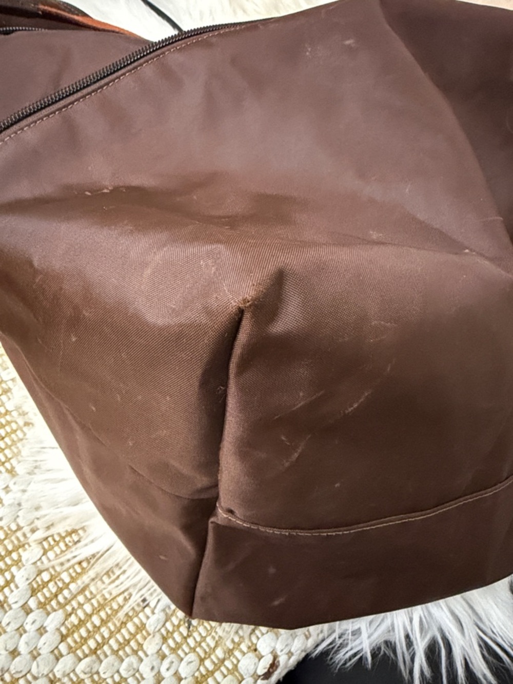 Longchamp Brown Canvas Duffel with Tan Leather Trim - Picture 11 of 11